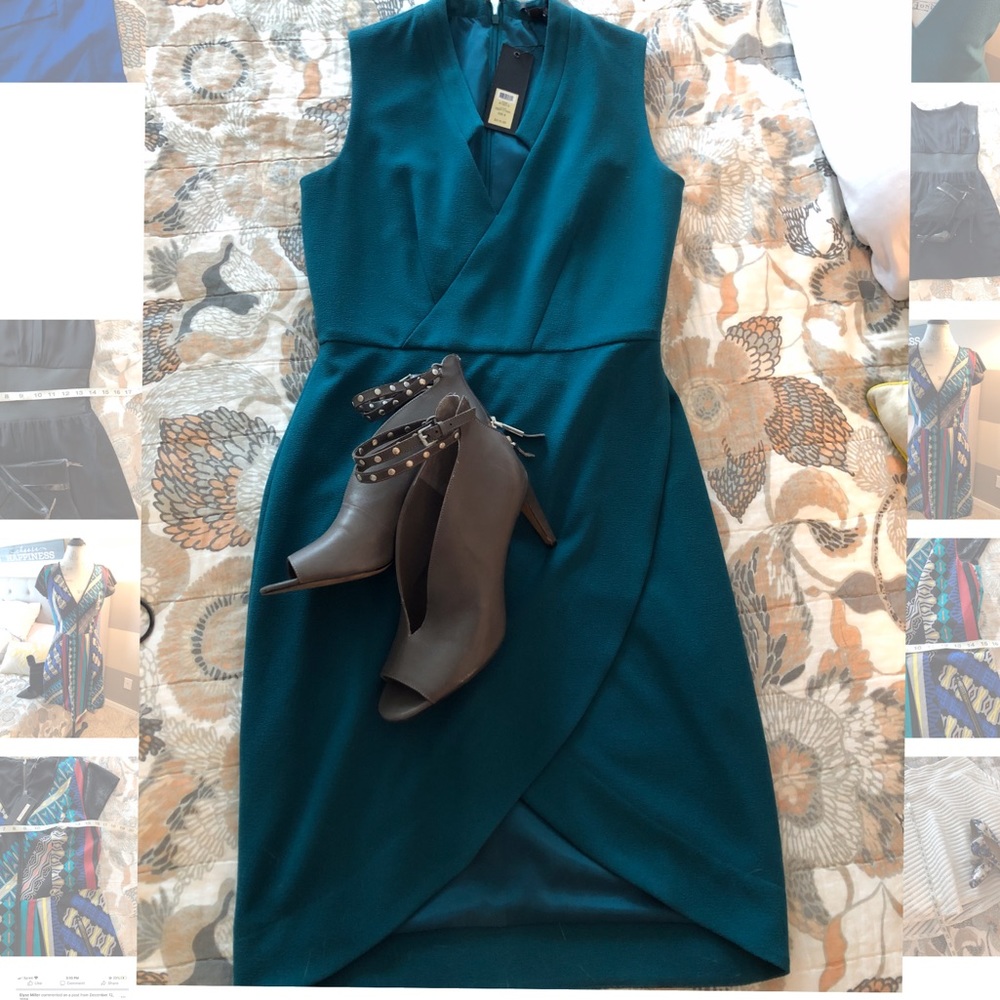 Rachel Zoe Teal Tulip-hem dress
